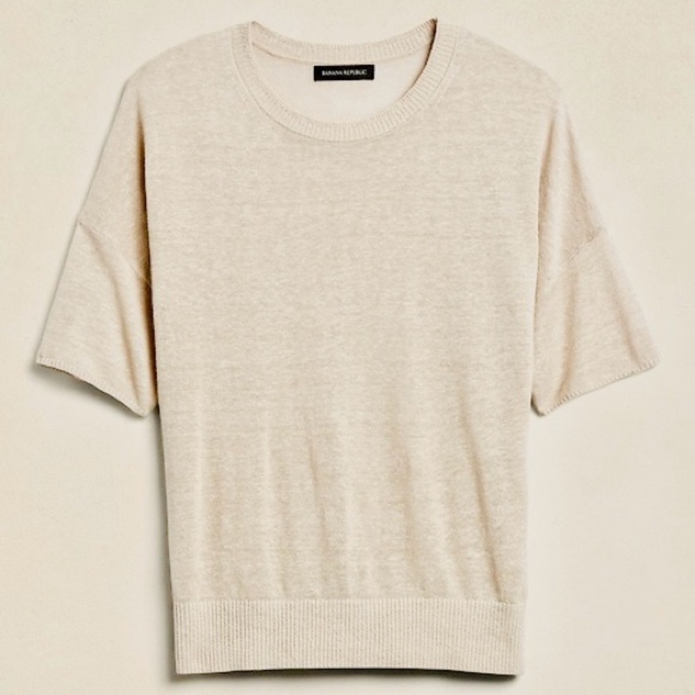 Banana Republic Fern Linen-Blend Short-Sleeve Sweater